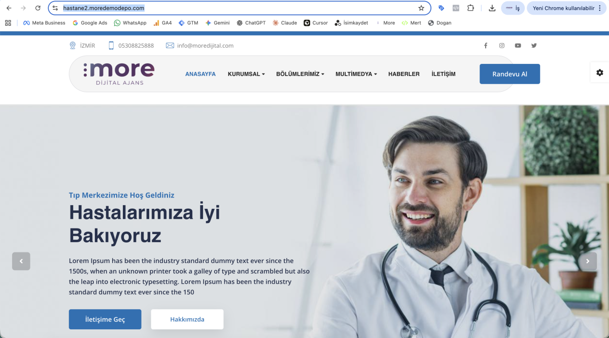 Profesyonel Tıp Merkezi ve Klinik Hazır Web Sitesi Paketi v2