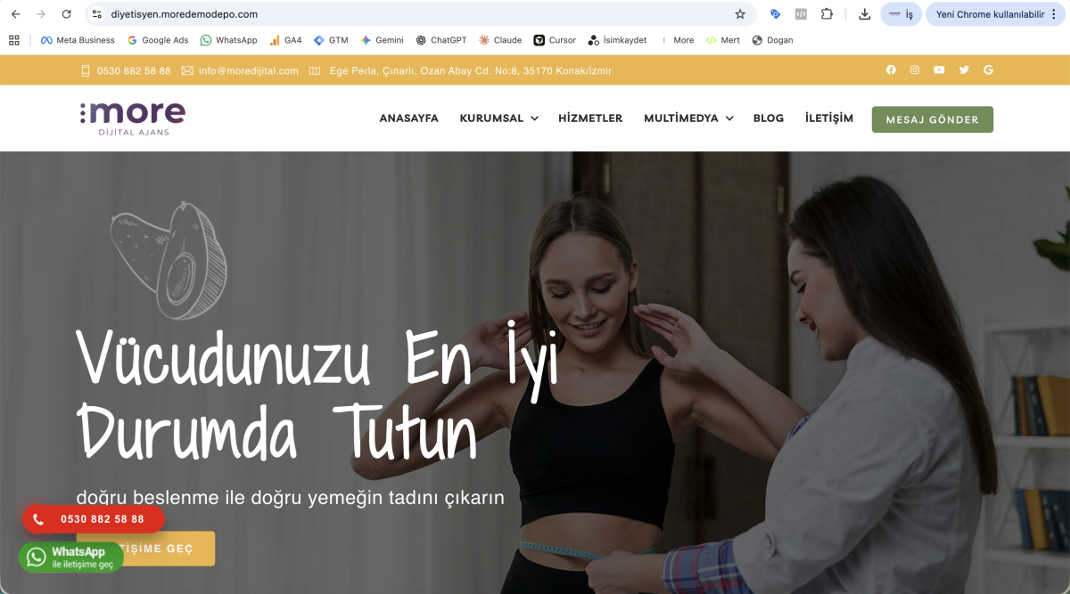 Profesyonel Diyetisyen ve Beslenme Danışmanlığı Hazır Web Sitesi Paketi v1