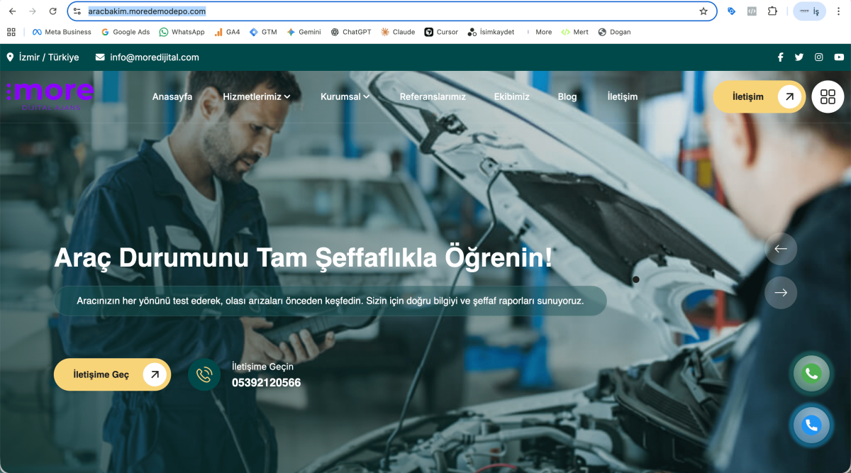 Profesyonel Oto Ekspertiz Hazır Web Sitesi Paketi v1