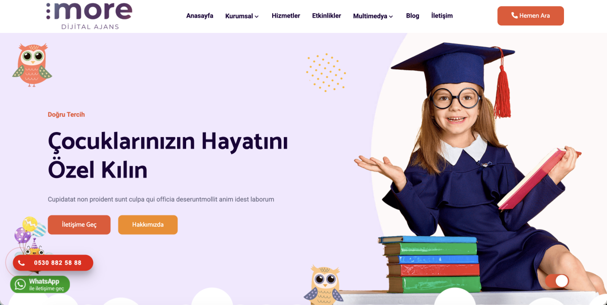 Profesyonel Anaokulu ve Kreş Hazır Web Sitesi V1