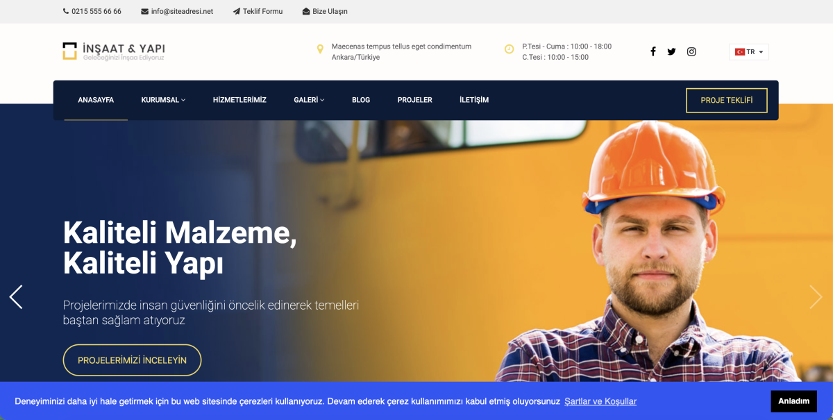 İnşaat ve Yapı V3 (Kurumsal Güven ve Kalite Odaklı Web Sitesi)