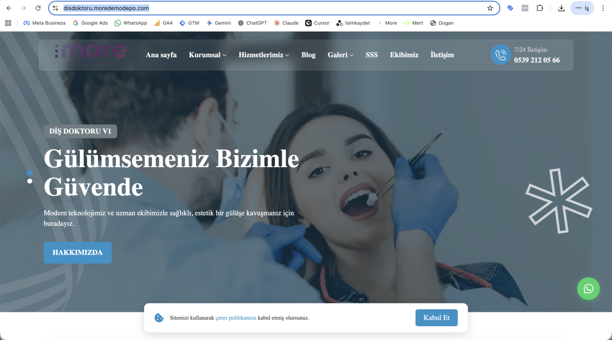 Profesyonel Diş Hekimi ve Klinik Hazır Web Sitesi Paketi v1